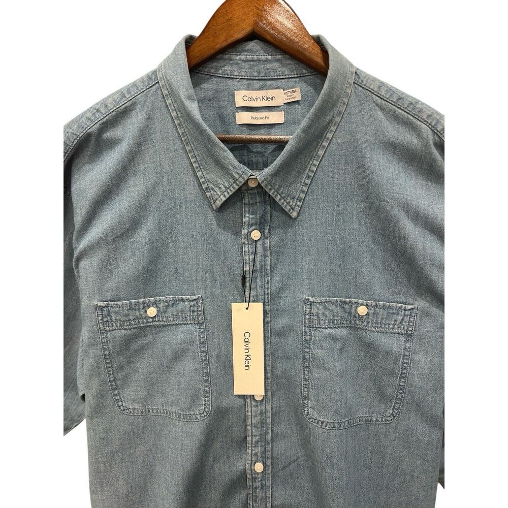 Calvin Klein Classic Denim Button -Down Shirt Relaxed Fit Size XXL - Picture 2 of 6